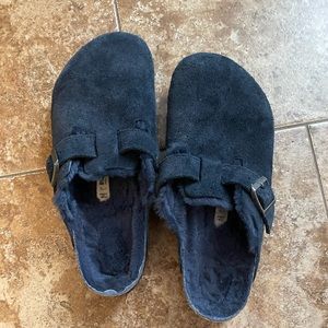 Birkenstock Navy Shearling lined Clogs